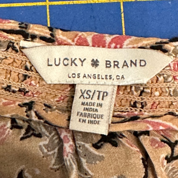 Lucky Brand Pull On Boho Peasant Blouse Tassels Long Sleeves V Neck - Picture 2 of 5